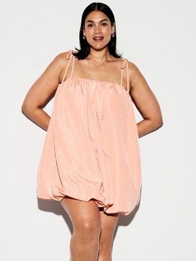 Tie-Shoulder Bubble Dress - Peach